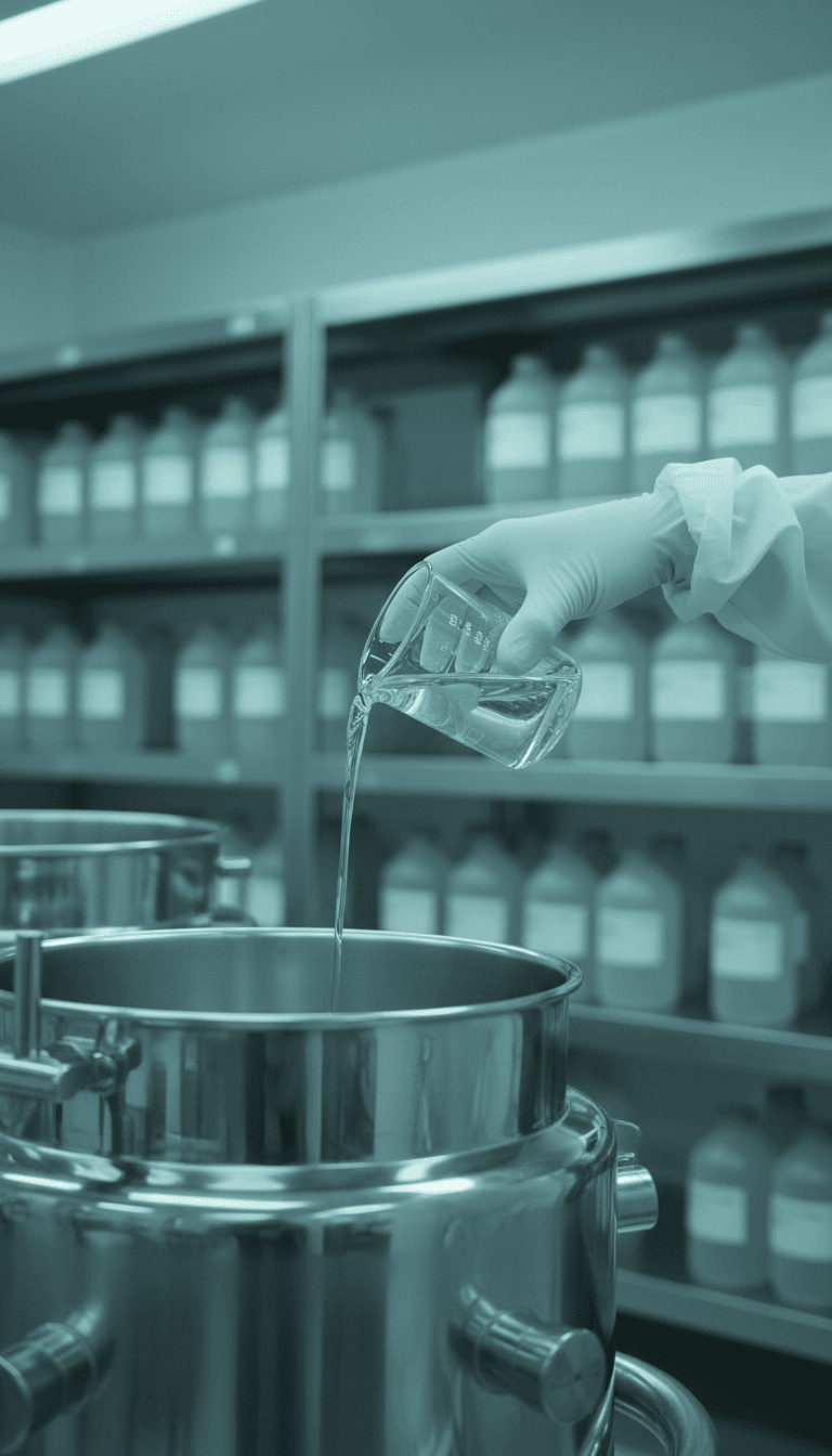 pouring nanotech nutrient solution into mixing tank